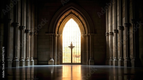 Silhouette detail of cathedral door