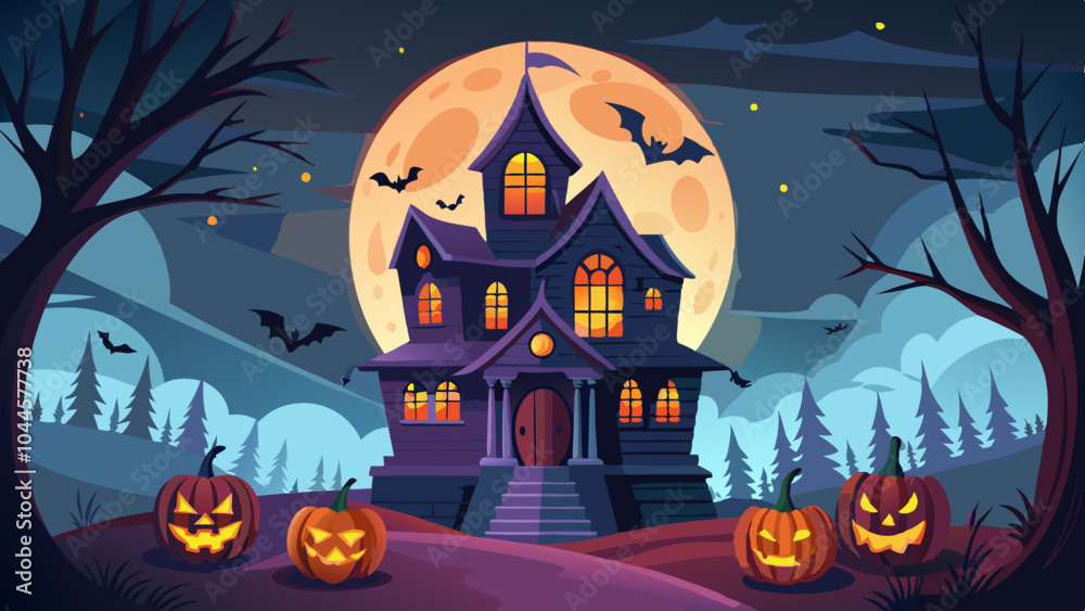 Fototapeta premium Castle at night on halloween