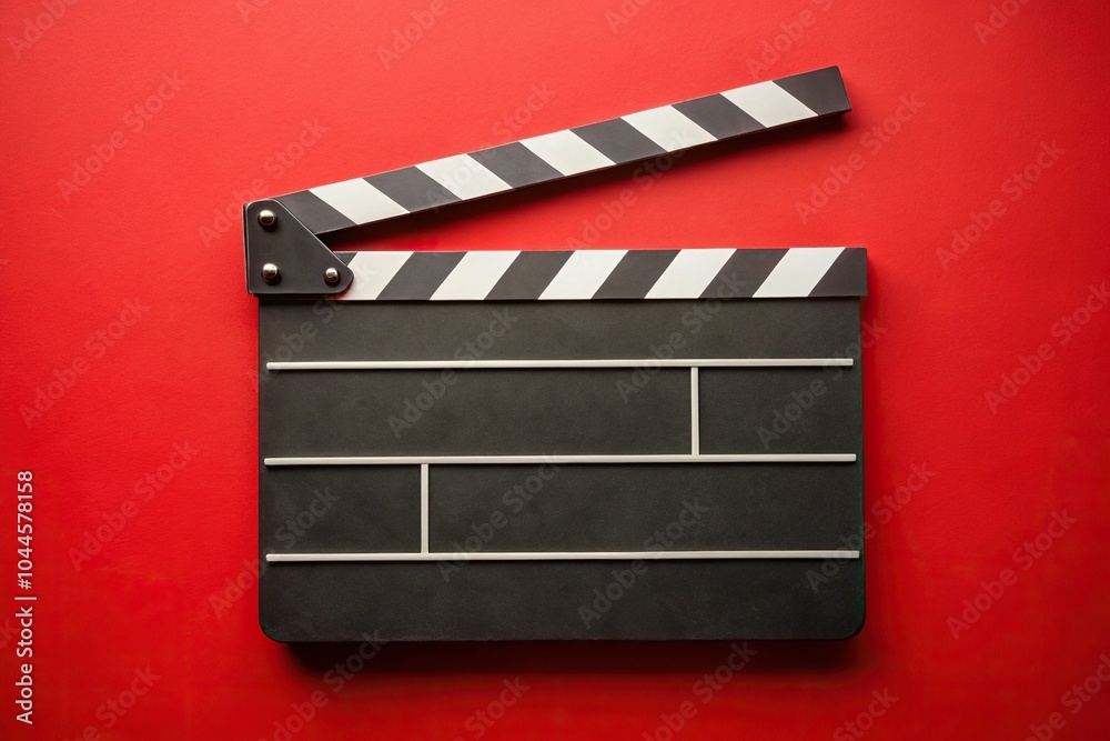 Fototapeta premium Movie slate on red background