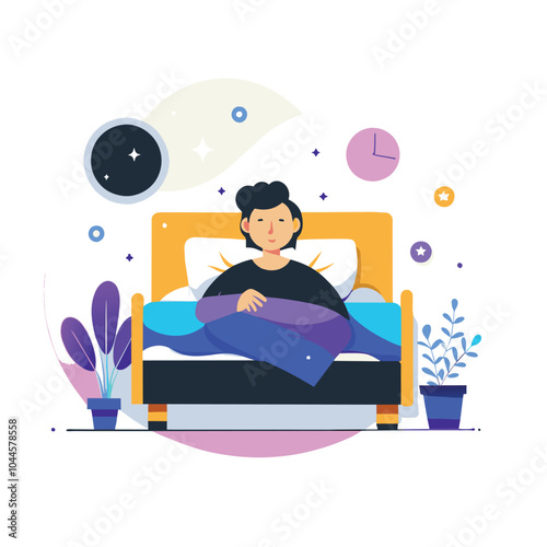  sleep time bedtime human relax recover  illustration