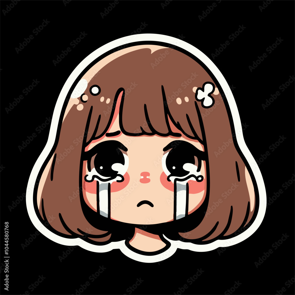 Illustrator cartoon vector of Girl with sad crying Facial Expression Illustrator cartoon vector of Girl with sad crying Facial Expression
