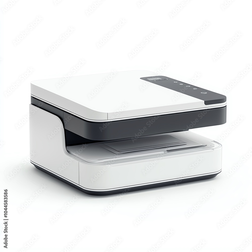 Modern all-in-one printer with sleek design, perfect for home or office use, white isolated background. Modern all-in-one printer with sleek design, perfect for home or office use, white isolated background.
