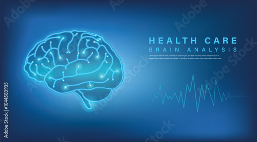 analysis of brain with medical health care technology element, graphic of MRI scan interface