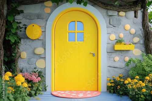 yellow door at wall