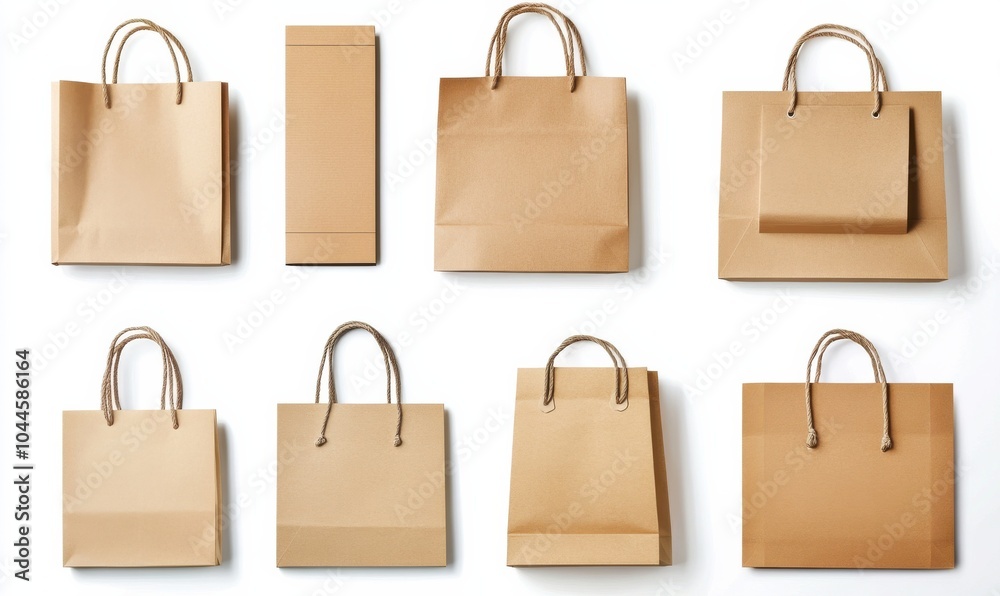 Set of paper shopping bag, file of isolated cut-out object on white background Set of paper shopping bag, file of isolated cut-out object on white background