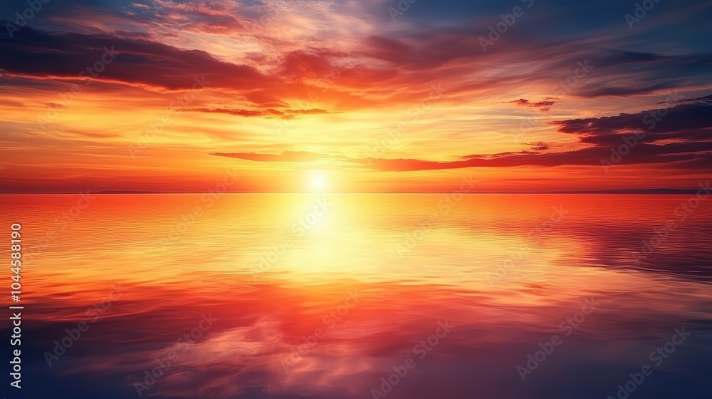 Fototapeta premium Vibrant Sunset Over Calm Waters