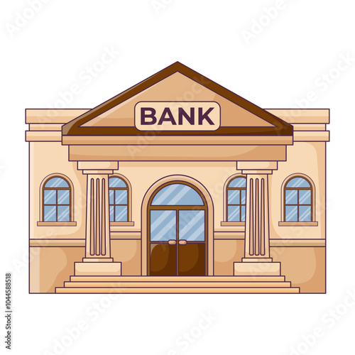 Bank Building Illustration. Business Finance, Banking, Money Isolated on White Background