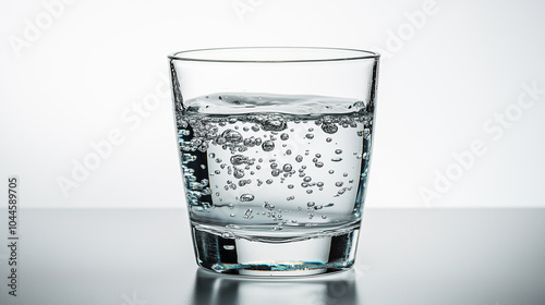 Short drinking glass on bright white table