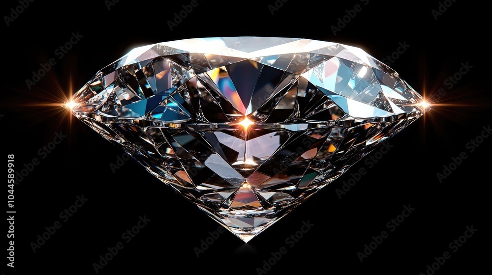 Stunning diamond on black background with sparkles
