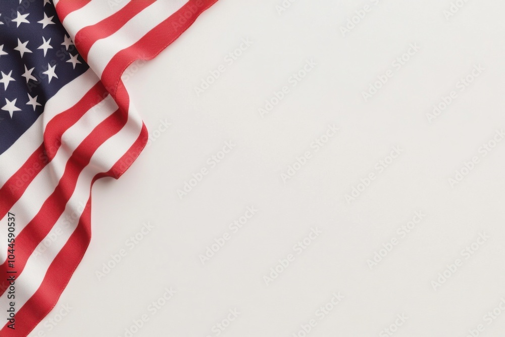 Fototapeta premium American flag bordering white background with copy space