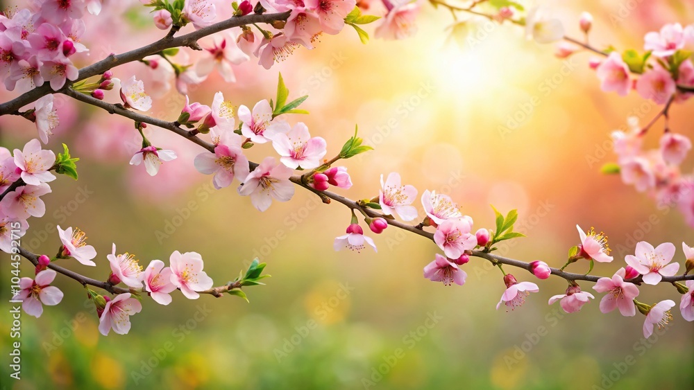 Nature background of silhouetted spring flowering apricot trees Nature background of silhouetted spring flowering apricot trees