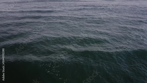 Wallpaper Mural Backward drone flight over ocean reveals waves crashing on Cannon Beach, Oregon, then ascends into misty clouds hiding the panoramic scenery. Proximity and ascending drone aerial Torontodigital.ca