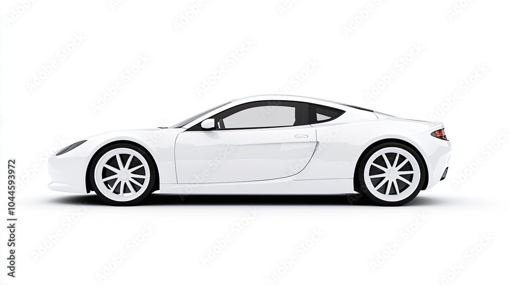 Sleek White Sports Car - Side View