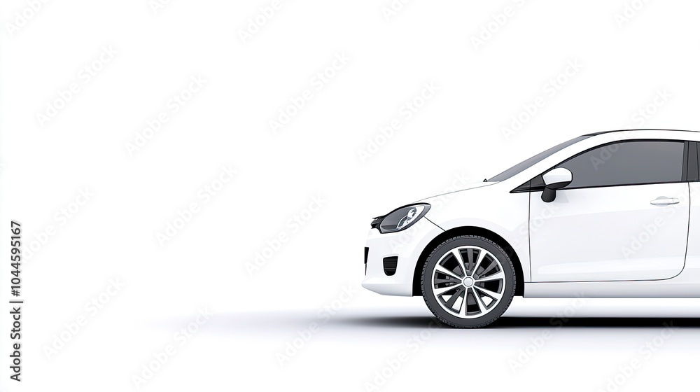 Fototapeta premium Sleek White Car Profile on Minimalist Background
