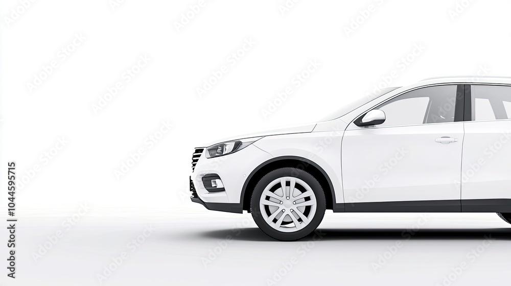Modern White SUV on Minimalist Background Modern White SUV on Minimalist Background