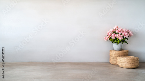 Wallpaper Mural A minimalist interior design featuring a bouquet of pink flowers in a modern vase Torontodigital.ca