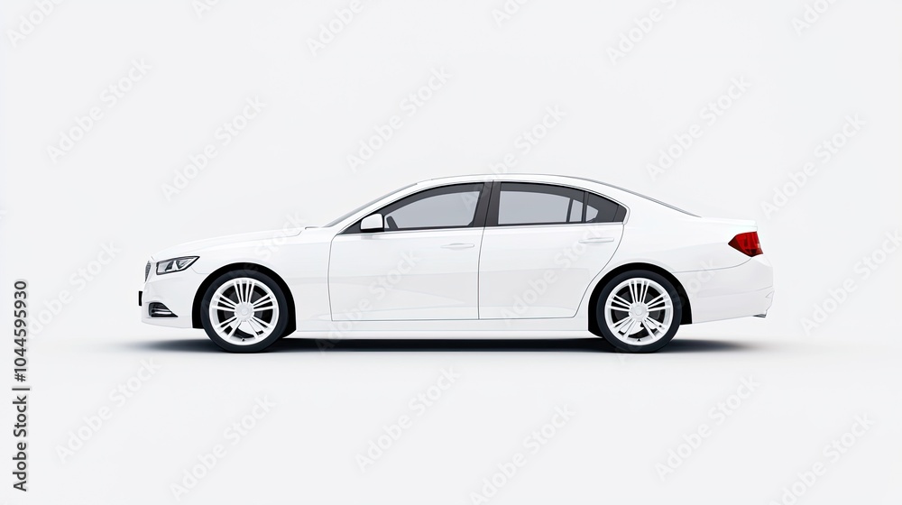 Sleek White Sedan on Minimalist Background Sleek White Sedan on Minimalist Background