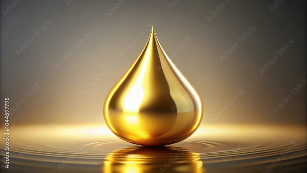Fototapeta premium Golden droplet pure and gleaming , Gold, droplet, pure, gleaming, shining, metallic, precious, reflection, luxury, elegance