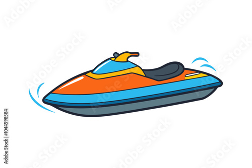 Jet Ski on Water | isolated vector silhouette illustration on white background