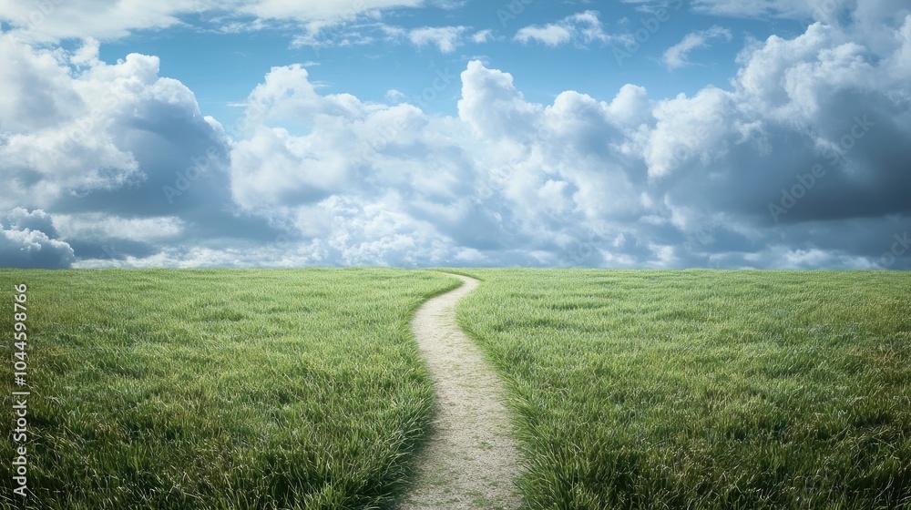 Serene Pathway Through Lush Green Grasslands Serene Pathway Through Lush Green Grasslands