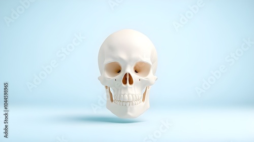 A detailed 3D illustration of a human skull isolated on a white background, highlighting anatomy and medical features photo