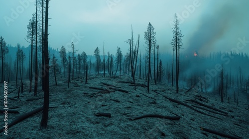 Fototapeta Naklejka Na Ścianę i Meble -  scorched forest after a wildfire