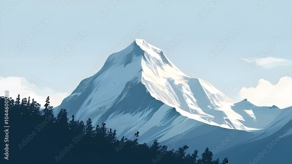wallpaper illustration of a lone snow-covered mountain peak wallpaper illustration of a lone snow-covered mountain peak