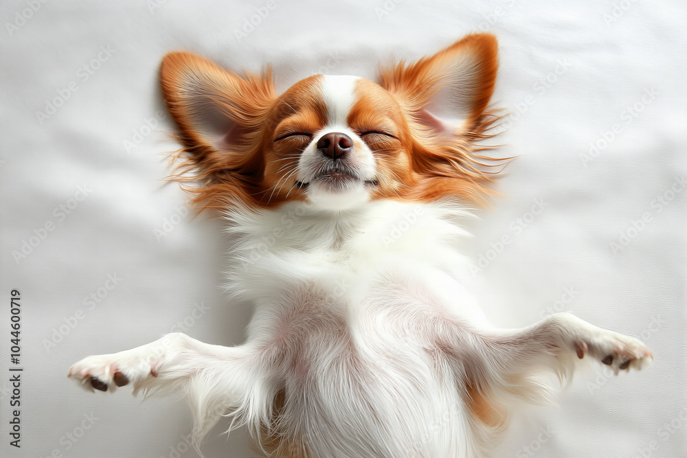 Close-up of Adorable Chihuahua Dog Relaxing – Cute Small Breed Puppy with Big Ears and Fluffy Fur, Isolated on White Background Close-up of Adorable Chihuahua Dog Relaxing – Cute Small Breed Puppy with Big Ears and Fluffy Fur, Isolated on White Background