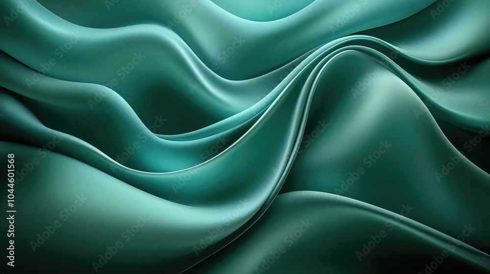 Obraz premium Elegant Waves of Teal Fabric Drapery