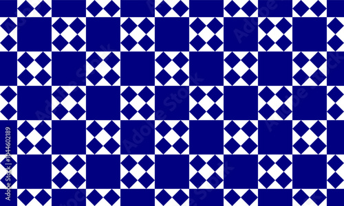Blue Square block and diamond arrange in square cross grid seamless Pattern design for fabric printing, vintage patter