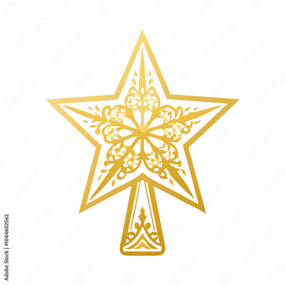 Obraz premium A beautifully crafted golden star ornament with detailed swirls and cutouts