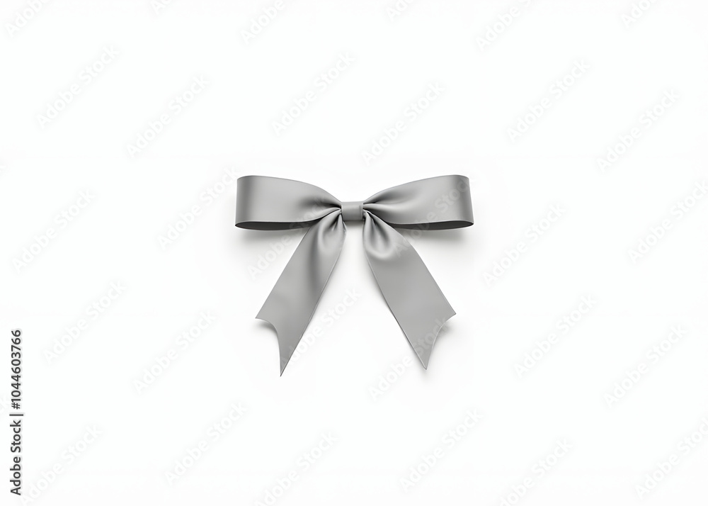 White background with a silver ribbon bow is visually striking and elegant in its simplicity and design elements. White background with a silver ribbon bow is visually striking and elegant in its simplicity and design elements.