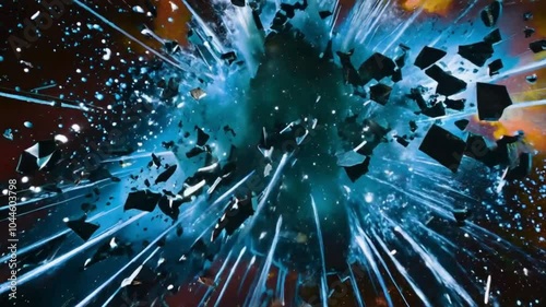 爆発するブルーの隕石