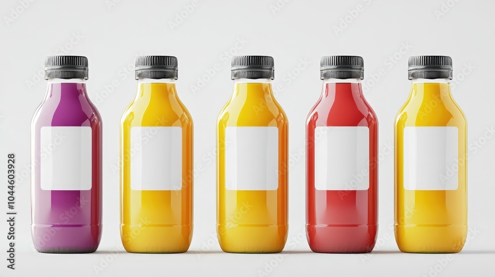 Juice Bottle Mock Up Featuring Bottles with Empty Labels Juice Bottle Mock Up Featuring Bottles with Empty Labels