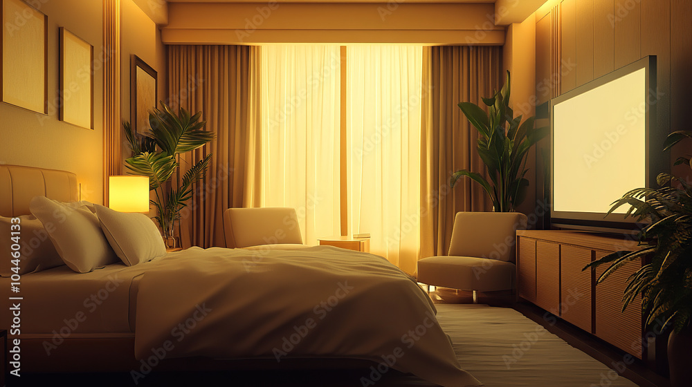 3D rendered hotel rooms with modern architecture 3D rendered hotel rooms with modern architecture