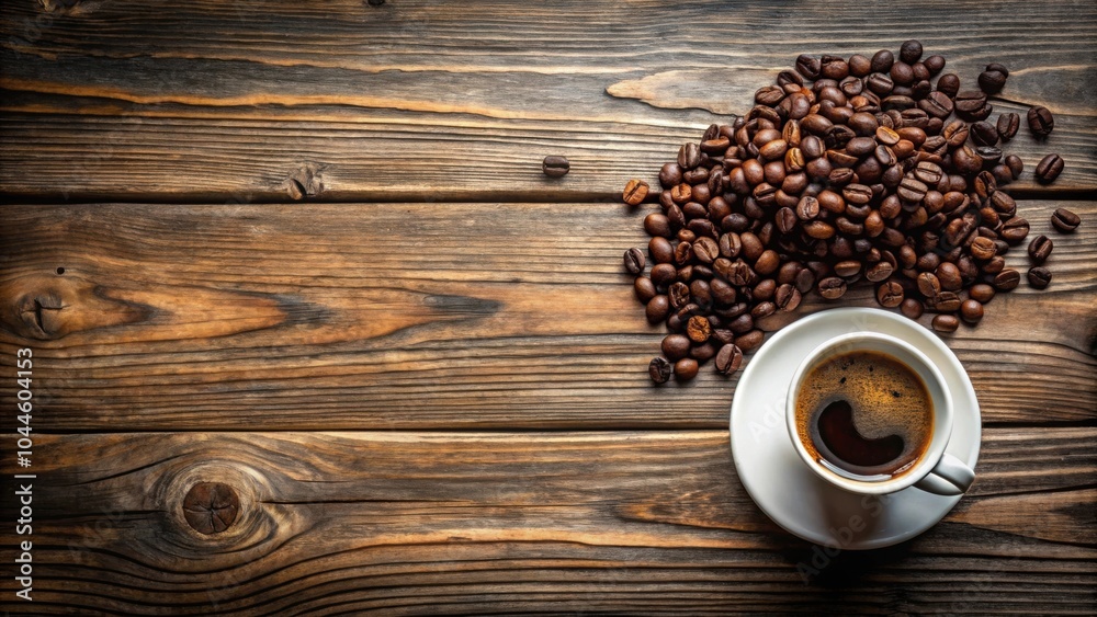 Coffee cup and coffee beans on a weathered wooden background, coffee, cup, beans, old, wooden, background, vintage, rustic, aroma Coffee cup and coffee beans on a weathered wooden background, coffee, cup, beans, old, wooden, background, vintage, rustic, aroma