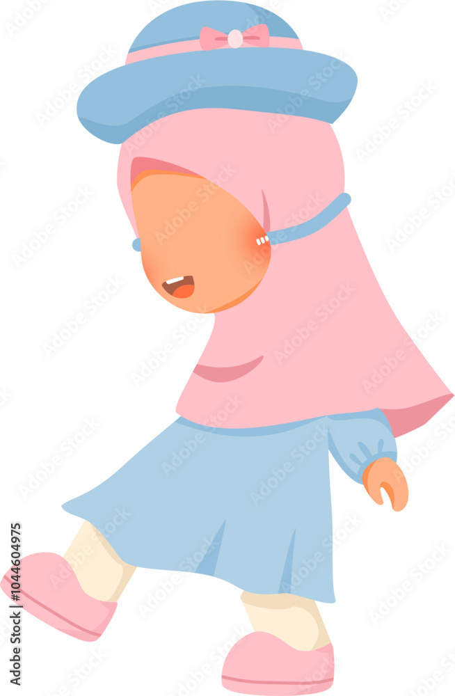 Playful cute little girl walking vector illustration Playful cute little girl walking vector illustration