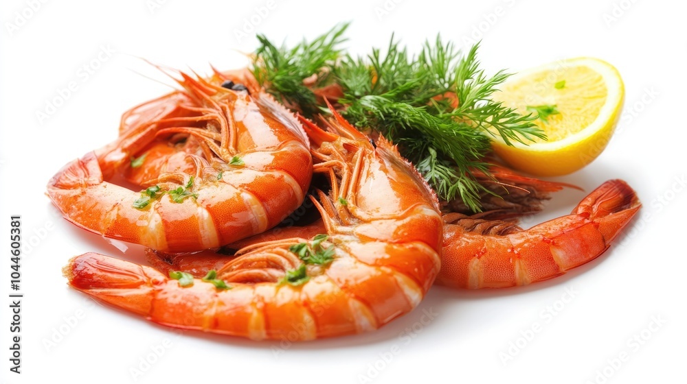 Cooked king prawns isolated on a white background Cooked king prawns isolated on a white background