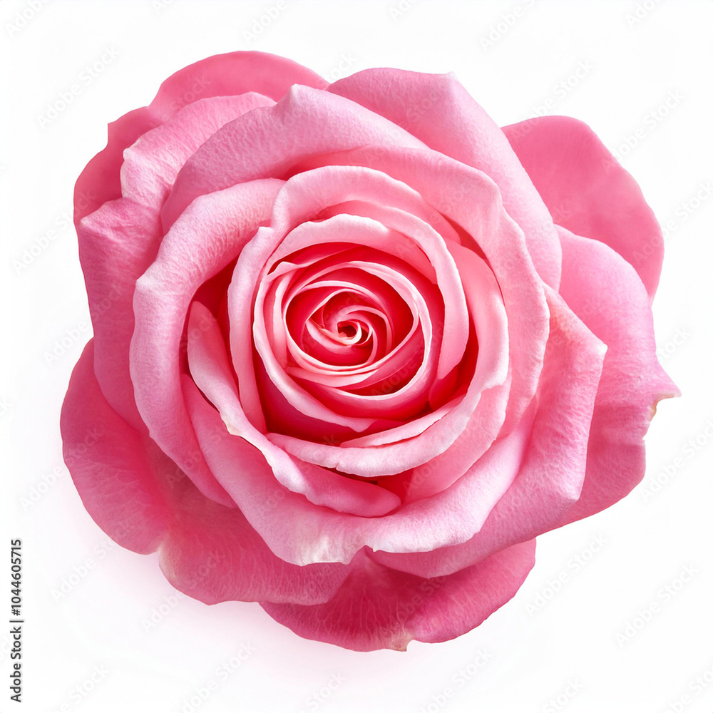 Stunning pink rose flower isolated on white