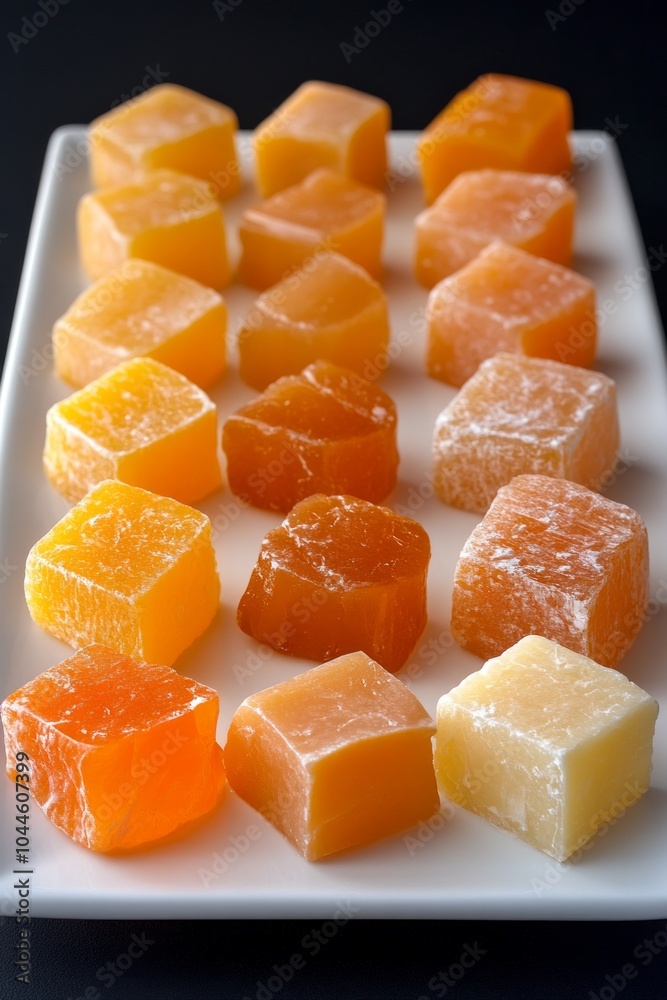 A vibrant selection of artisanal cheeses in various shades is neatly arranged on a white platter, ready for guests at a gourmet event to sample and enjoy A vibrant selection of artisanal cheeses in various shades is neatly arranged on a white platter, ready for guests at a gourmet event to sample and enjoy