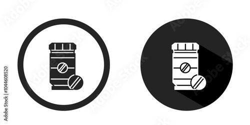 Medicine bottle logo. Medicine logo icon vector design black color. Stock vector.