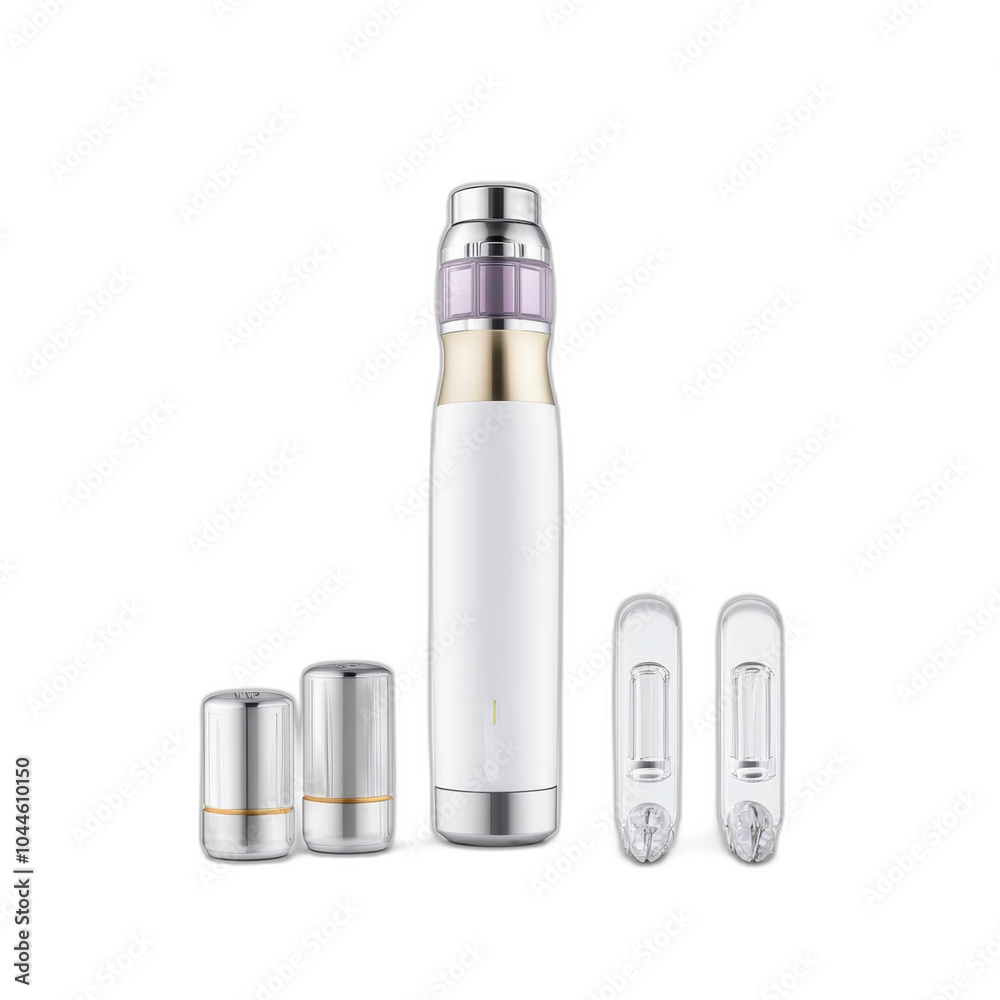 Modern White and Gold Beauty Device with Attachments for Skin Care Routine Modern White and Gold Beauty Device with Attachments for Skin Care Routine