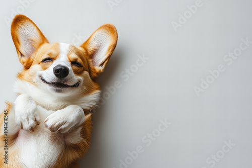 Cute Pembroke Welsh Corgi Dog Relaxing with Playful Expression, Isolated on White Background – Ideal for Pet Photography and Dog Enthusiasts