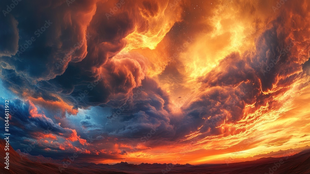 Stunning celestial scenery featuring dramatic clouds during sunset or sunrise Stunning celestial scenery featuring dramatic clouds during sunset or sunrise
