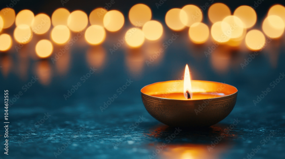 glowing candle illuminates serene atmosphere with soft bokeh lights glowing candle illuminates serene atmosphere with soft bokeh lights