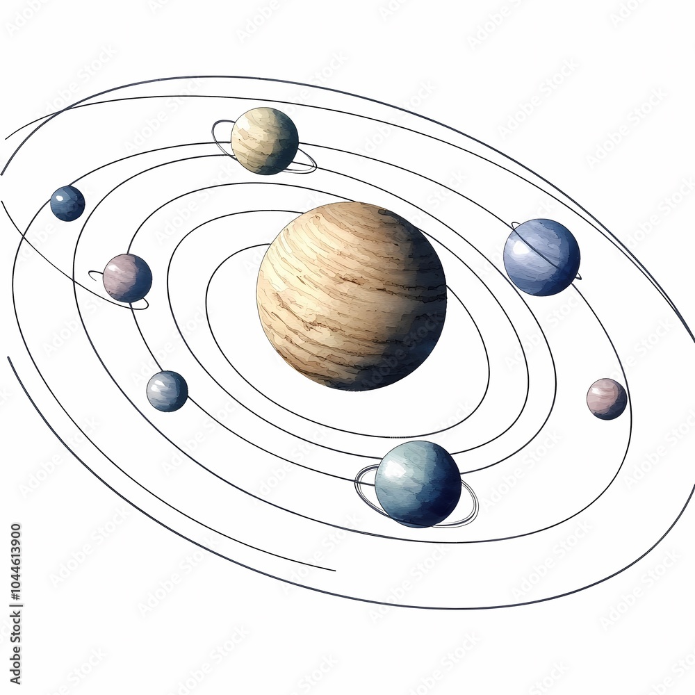 Watercolor Solar System Illustration Watercolor Solar System Illustration