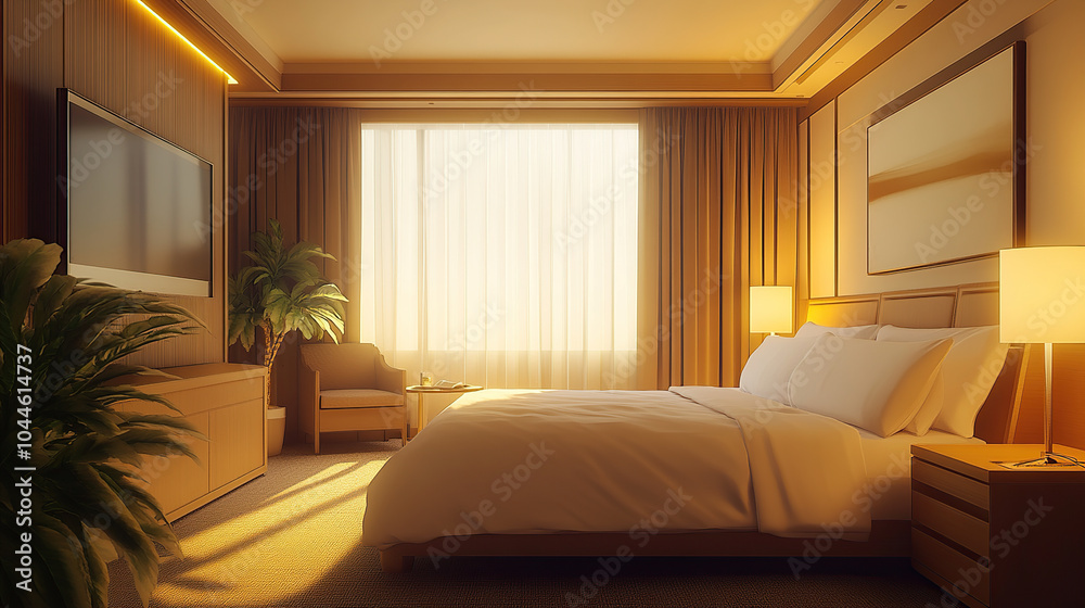 3D rendered hotel rooms with modern architecture 3D rendered hotel rooms with modern architecture