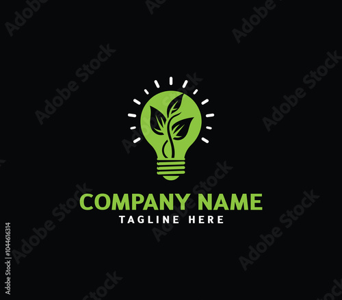 Light bulb with leaf logo. Eco friendly energy bulb with leaf. Light bulb ecology concept vector