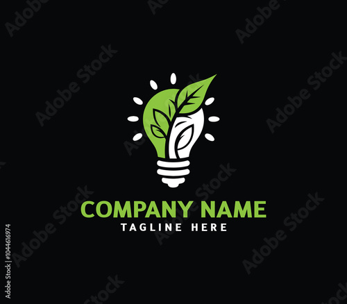 Light bulb with leaf logo. Eco friendly energy bulb with leaf. Light bulb ecology concept vector photo