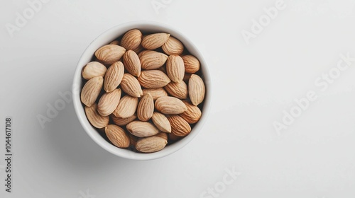 Bowl of Almonds on White Background